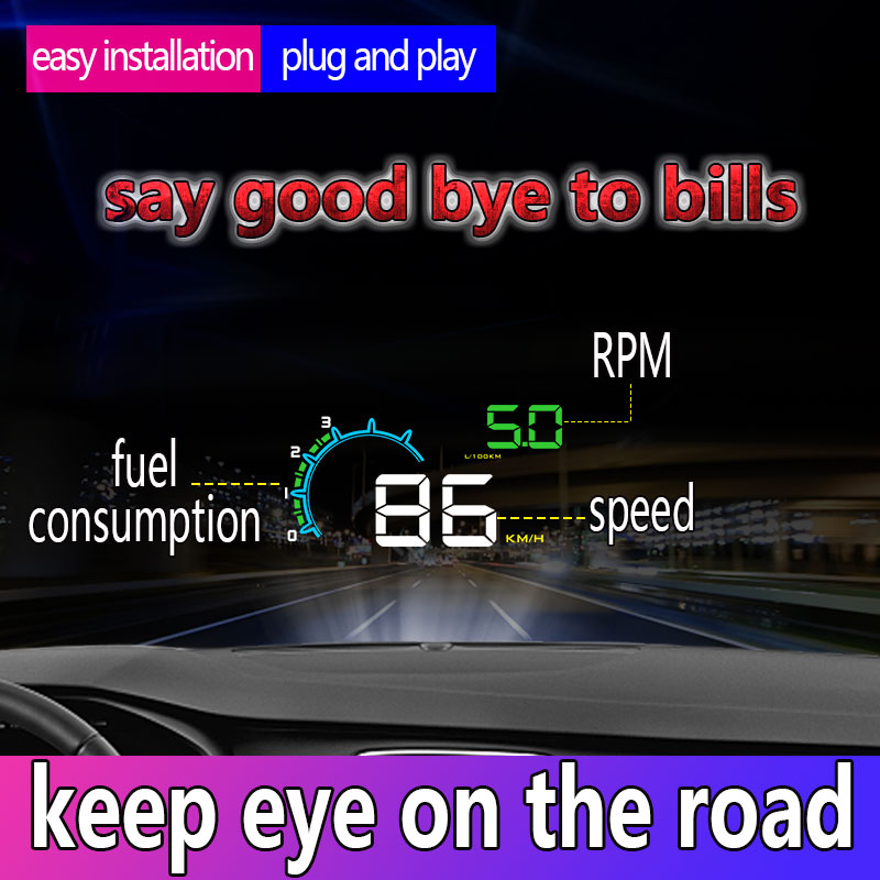 Hud Obd2 Multi Function Alarm - Plug Play with Multi-alarms D3000 OBD2