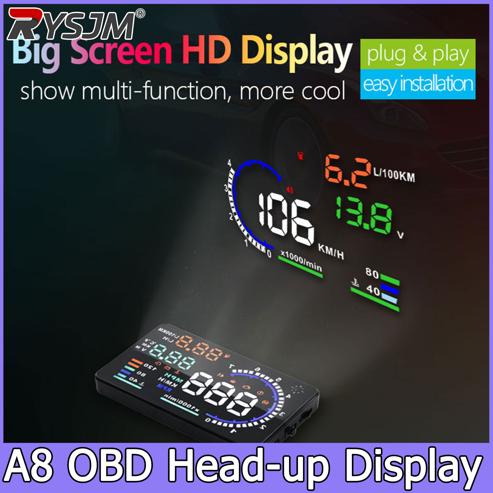Car Hud Head Up Display Gps - A8 OBD HUD Head-up Display Speedometer
