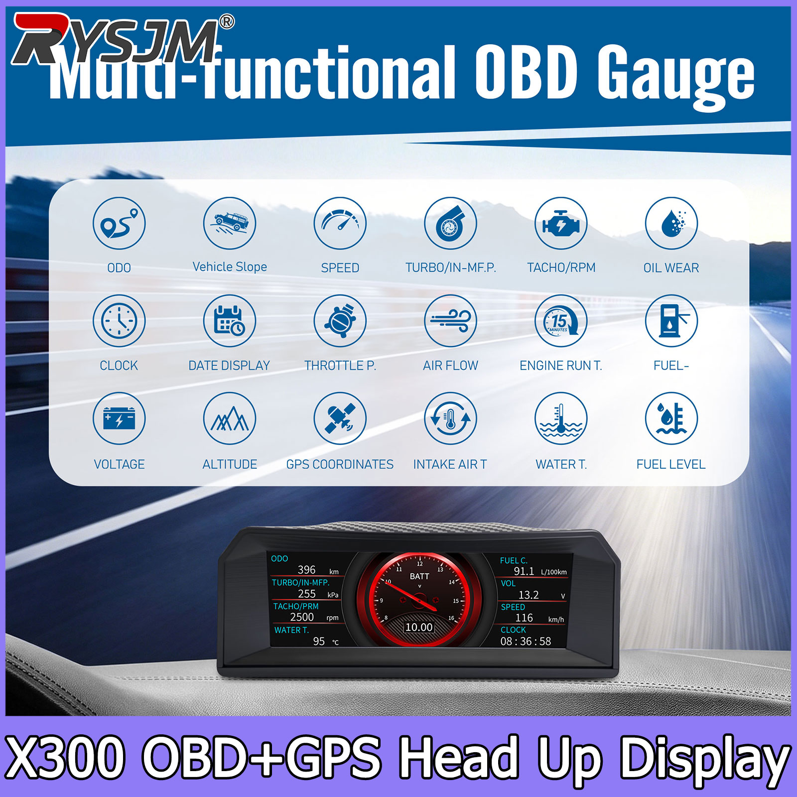 X300 Multifunctional Instrumen - Hud Obd2 Multi Function Alarm ulasan dan harga