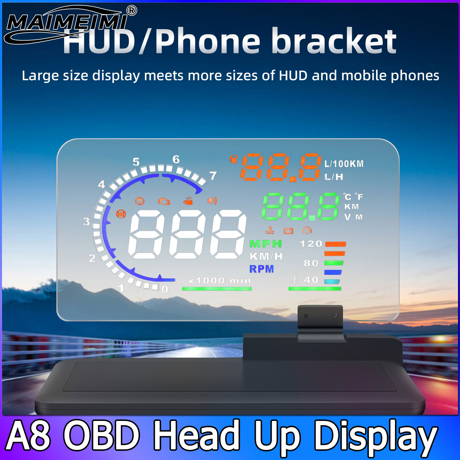 A8 Car Speedometer Digital HUD - Obd2 Hud Speedometer Projector ulasan dan harga