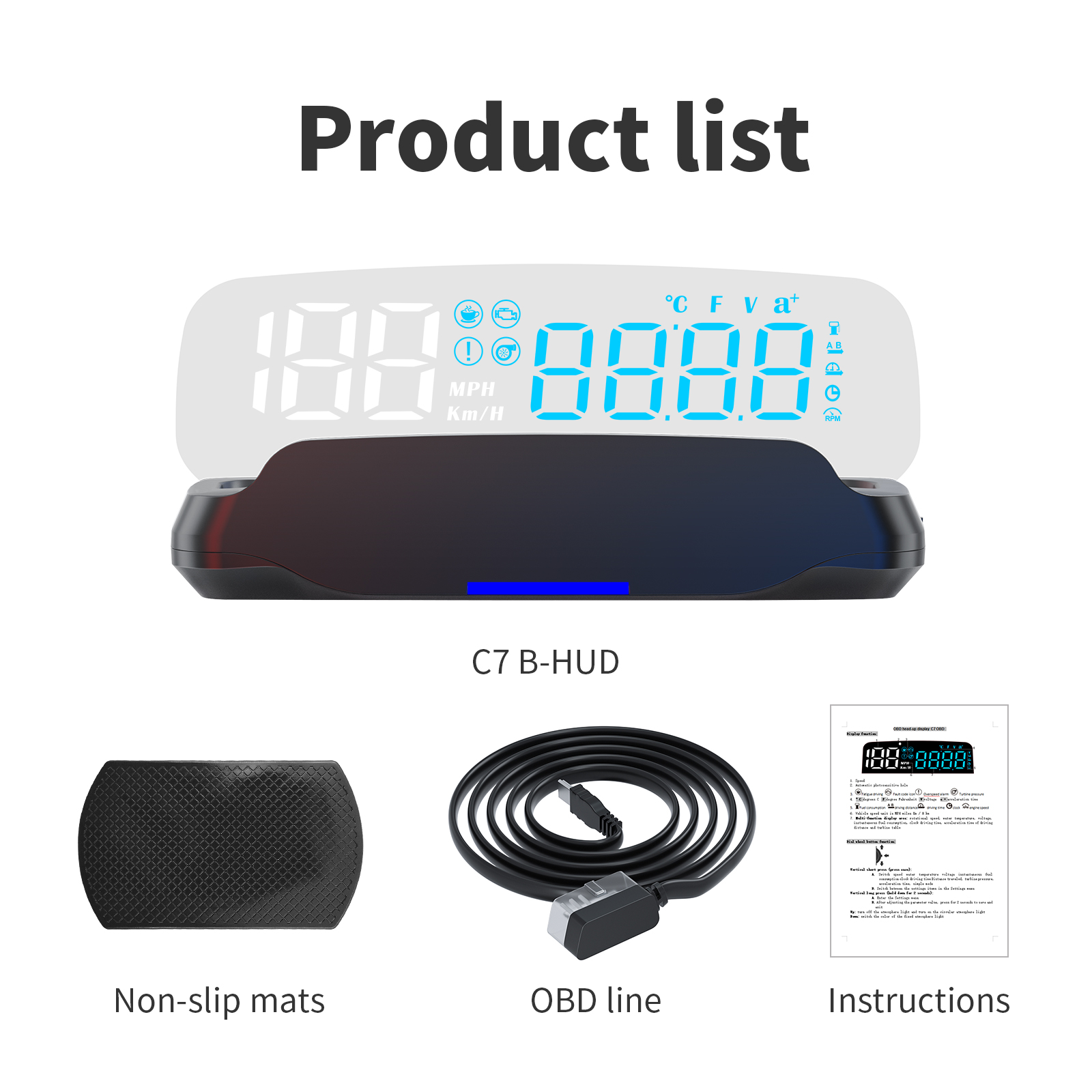 C7B OBD2 HUD Car Head Up Displ - Obd2 Hud Speedometer Projector ulasan dan harga