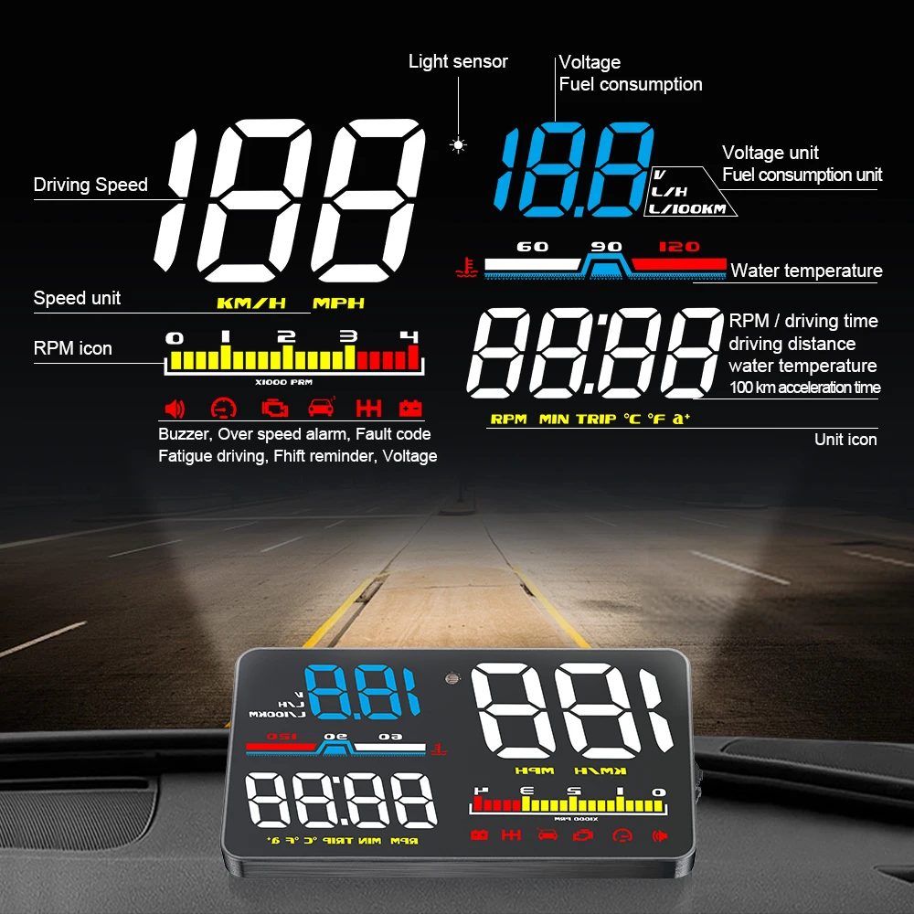 D5000 Digital OBD2 Car Windshi - Car Heads Up Display Navigation ulasan dan harga