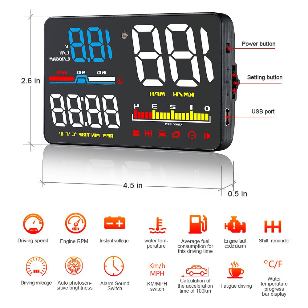D5000 Digital OBD2 Car Windshi - Car Heads Up Display Navigation ulasan dan harga