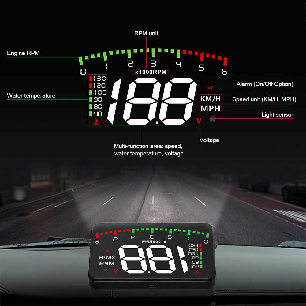 A900 Car OBD2 For HUD Windshie - Obd2 Hud Speedometer Projector ulasan dan harga