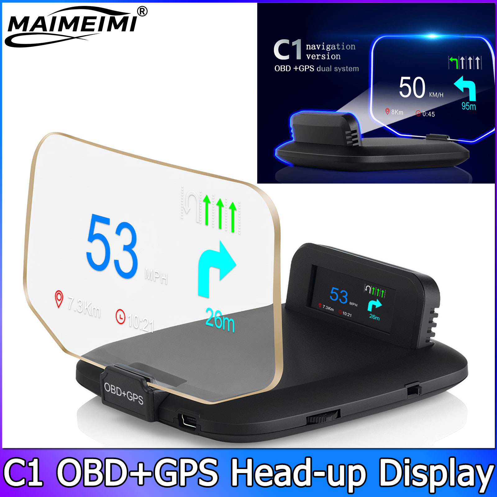 QC Navigation Projection C1 Ca - Obd2 Hud Speedometer Projector ulasan dan harga
