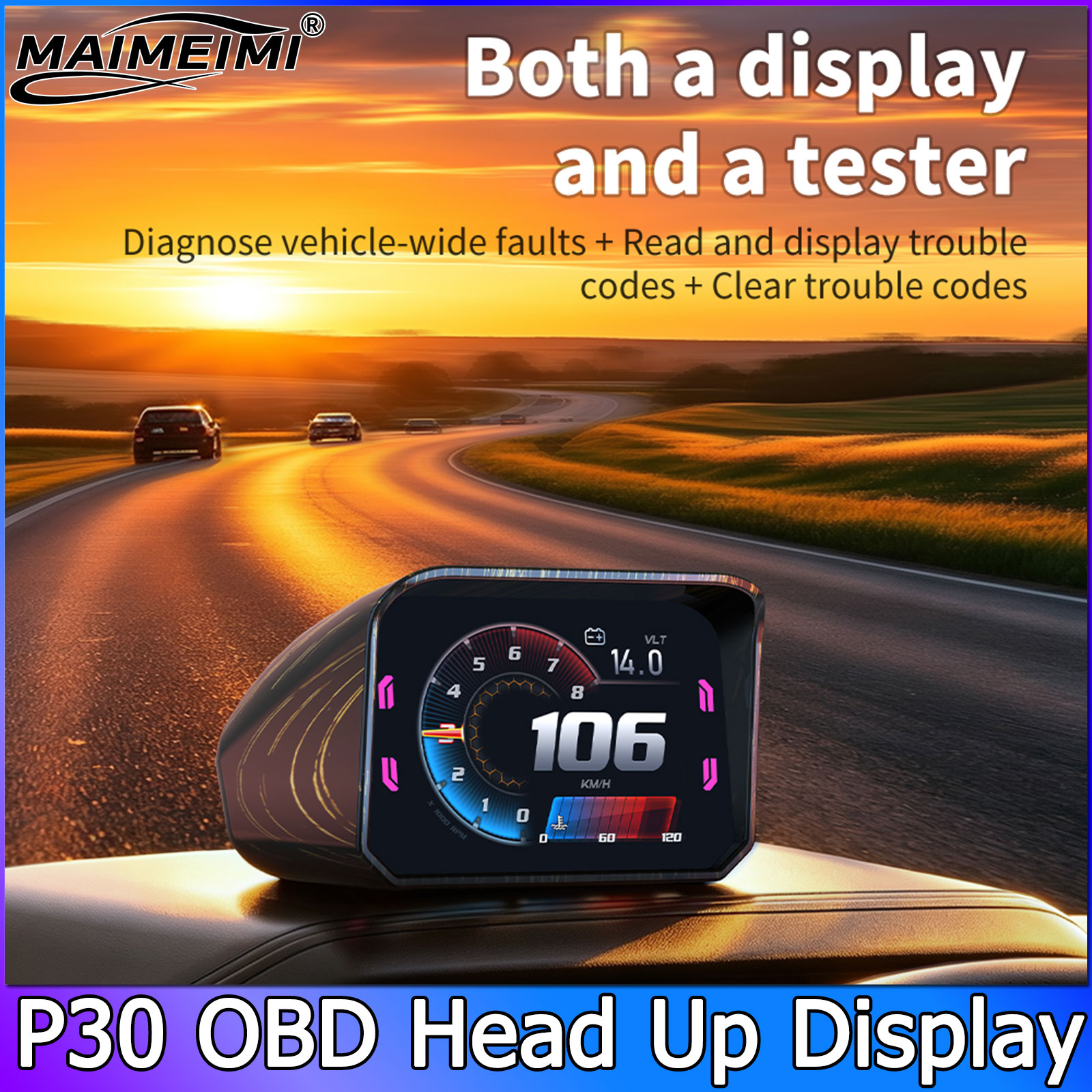 P30 Speedometer RPM Meter HUD  - Obd2 Hud Speedometer Projector ulasan dan harga