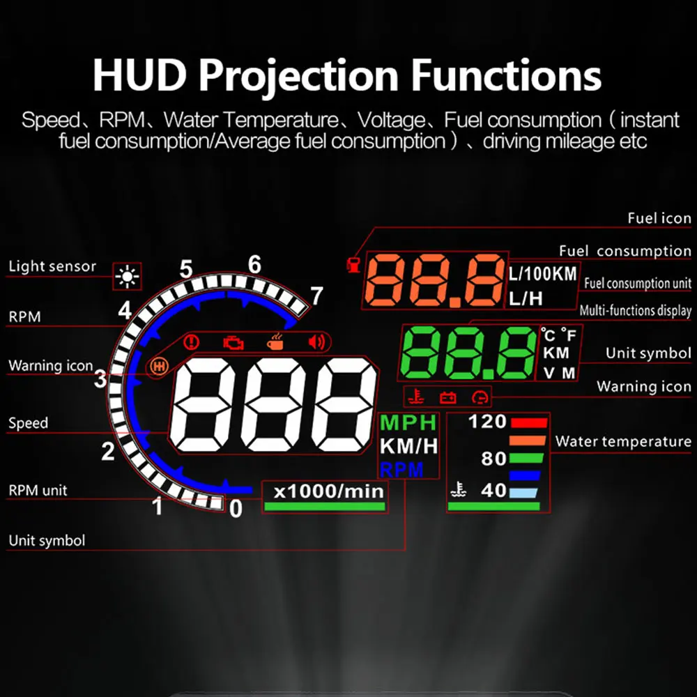A8 OBD HUD Head-up Display Spe - Car Hud Head Up Display Gps ulasan dan harga