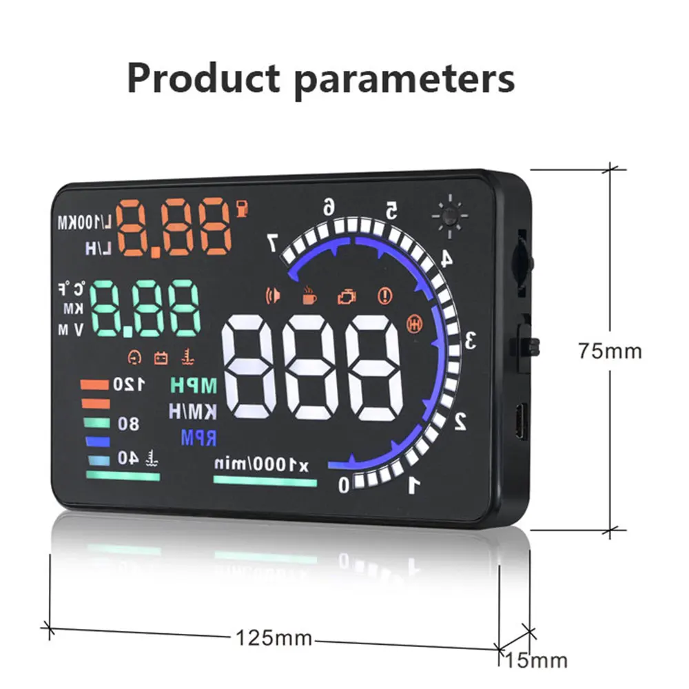 Windshield Projector A8 OBD HU - Obd2 Hud Speedometer Projector ulasan dan harga